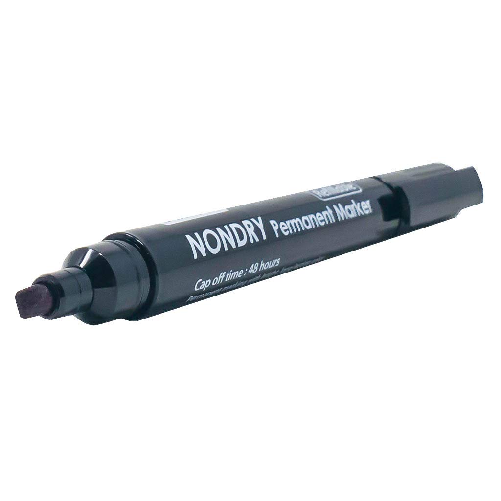 X 12 Dong-a Non Dry Permanent Marker,chisel Nip - Black Ink - Pack