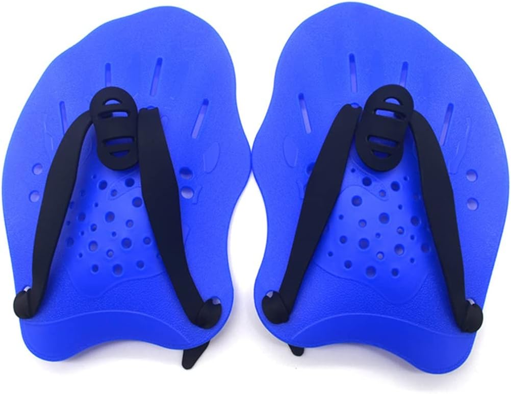 Swimming Paddles Training Adjustable Hand Webbed Gloves Pad Fins Flippers for Men Women Kids (Color : Blue)