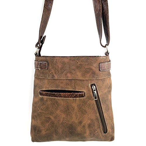 Justin West Tooled Gleaming Turquoise Stone Floral Laser Cut Rhinestone Messenger Bag Purse with Long Cross Body Strap3