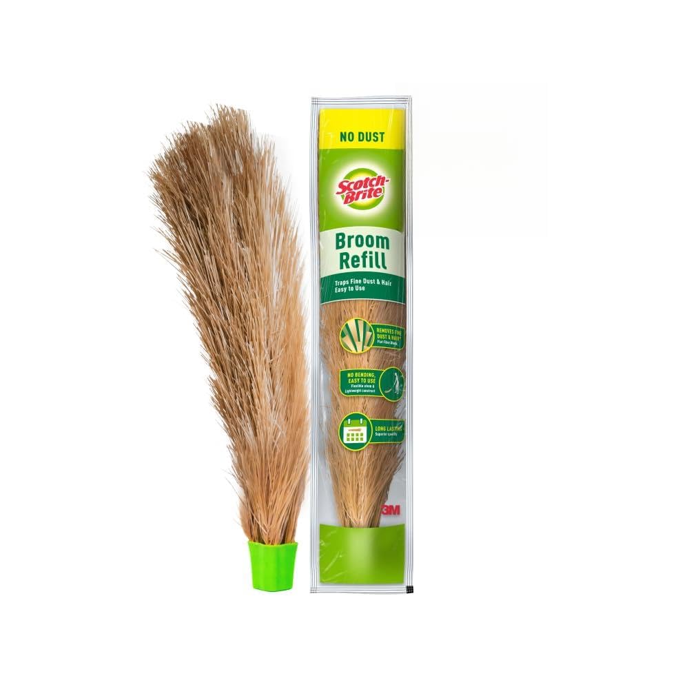 Scotch-Brite Plastic No Dust Hard Floor Broom Refill Head Without Handle (This Product Does not Contain a Handle, only Refill Suitable to be Used with Broom), Green