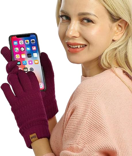 Cut and Style PRESENT Womens Stretch Fleece Gloves With Microluxe Lining and Smart Touch Technology Assorted Color 2 Pair