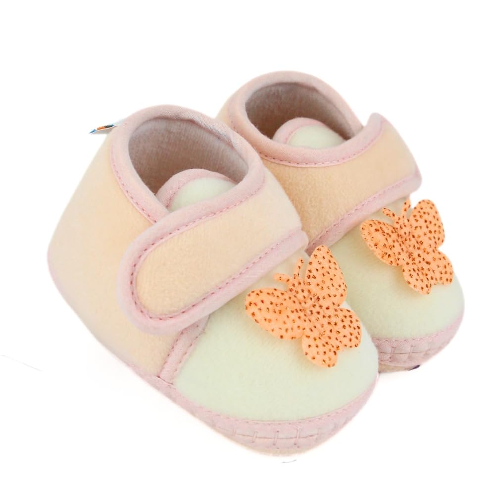 neska moda 6 To 12 Months Baby Girls Velboa Butterfly White,Pink Hook & Loop Shoe Booties-BT5590-picture-28