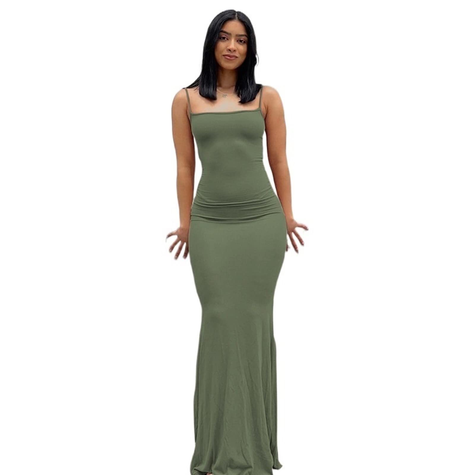 skims olive green dress Billie Midi Dress - Olive main image 0