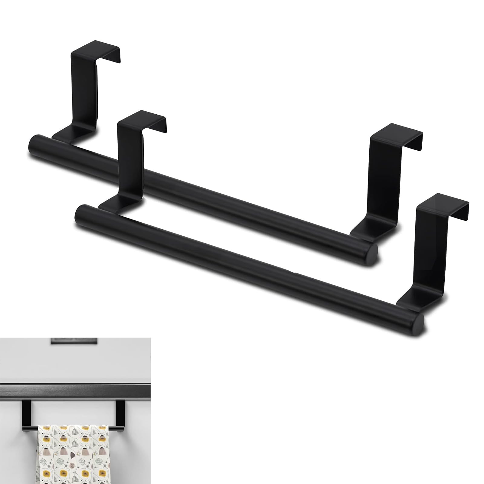 2 portasciugamani da porta, portasciugamani senza foratura, in acciaio inox, porta asciugamani da cucina, da appendere, per porta asciugamani, porta per cassetti, ante dell'armadio