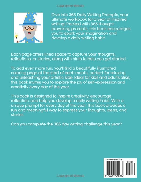 365 Daily Writing Prompts: 365 Days of Writing With Lined Paper Workbook (+ Colouring Page For Each Month): A Prompt-a-Day Writing Challenge for Kids & Grown-Ups - Image 2