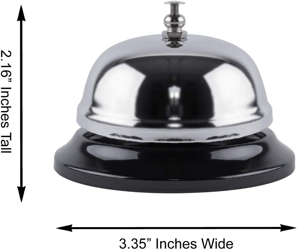 2 Pack Call Bell Front Desk 3.35 inch Silver Metal Anti-Rust Ringing Service Bell, for Hotels, Offices, Pet Dog Training, Schools, Reception, Restaurants, Warehouses, Elderly and Kids Hospitals : Office Products