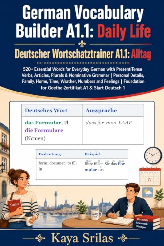 German Vocabulary Builder A1.1: Daily Life: Subtitle: 520+ Essential Words for Everyday German with Present-Tense Verbs, Articles, Plurals & Nominative ... Wortschatztrainer 2) (German Edition) image 2