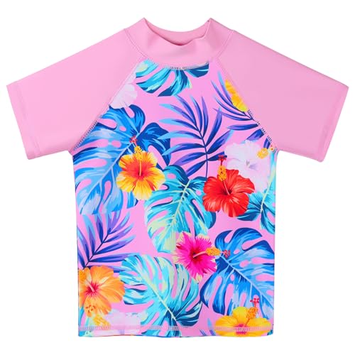 Image of Girls Two Piece Swimsuit Floral UPF 50+ Rash Guard Set Kids Beach Swimwear