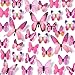 48 PCS Removable 3D Butterfly Wall Stickers Decals DIY Wall art Decor Home Wall Decoration Sticker Mural for Kids Girls Children Bedroom Living Room Background Nursery (Pink)