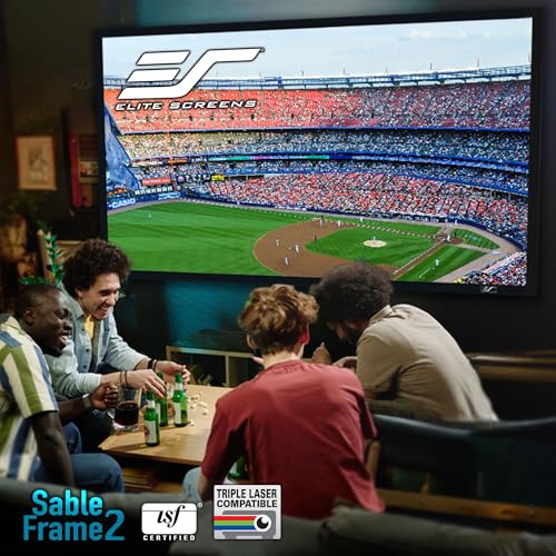 Image of Elite Screens 100 Inch Projector Screen Diag16:9, Active 3D 4K Ultra HD ISF Material Fixed Frame Home Theater Movie Office Presentations Indoor Front Projection Screen, Sable Frame 2 Series, ER100WH2