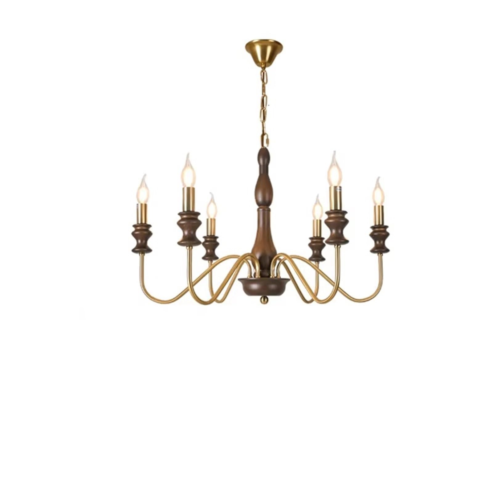 KXEcoLife Retro Style E14 Bulb Chandelier Silver Black Metal Dark Wood for Parlor Restaurant Bedroom Lighting