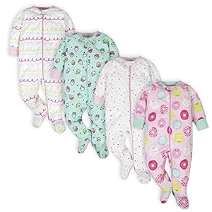 Onesies Brand Baby Girls’ 4-Pack Sleep ‘N Play Footies Multi Pack