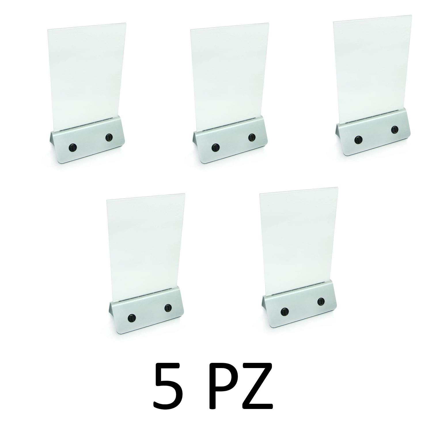 Porta Menu da Tavolo con Power Bank Integrato 10.000 mAh – Espositore Pubblicitario con 4 Porte USB, Led Multicolor, Stand Ristoranti Bar Pizzerie (5 PZ)