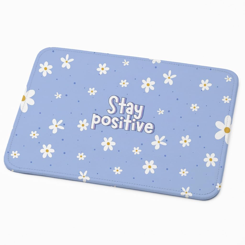 ESSENSI Mouse Pad for Laptop & Desktop | 9x7 Inch Anti-Fray Stitched Edges | Non-Slip Rubber Base | Desk Setup Accessory for Students, Gamers & Professionals (Stay Positive)