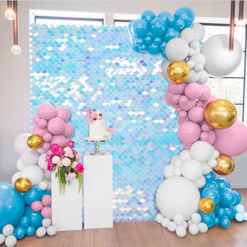 Image of Rainbow Shimmer Wall Backdrop Baby Shower Backdrop 6ftx4ft Sparkly Backdrop for Birthday Wedding Engagement Mermaid Wall Disco Backdrop Decoration
