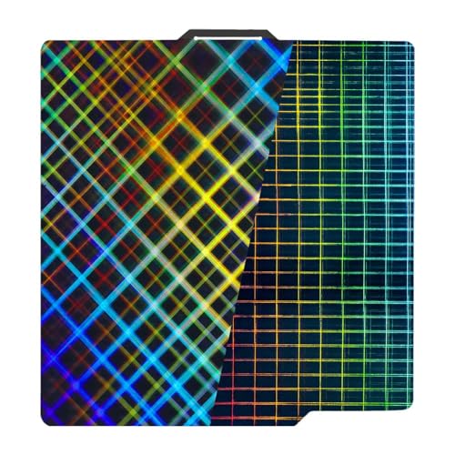 Image of IdeaFormer-3D Smooth Rainbow Mesh+Plaid PES Sheet for Bambu Lab X2D /X1 /X1C /X1E /P1P /P1S /P2S /A1, Flexible PES Build Plate for Bambu Labs 3D Printer Platform 257x257mm