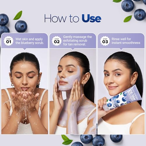 Image of Hilary Rhoda De-Tan Face & Body Scrub | De-Tan, Exfoliate & Dead Skin Removal | Face & Body Scrub | Blueberry Extract | Removes Blackheads & Whiteheads | Encourages Healthy Skin - 200g (Blueberry Burst - Shade 01)