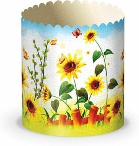 Juego de 6 moldes de papel para hornear pan, formas Paska Panettone Cake Sun Flowers (2.756x3.346 in 2.75"x3.5" 5oz 4.94 oz)