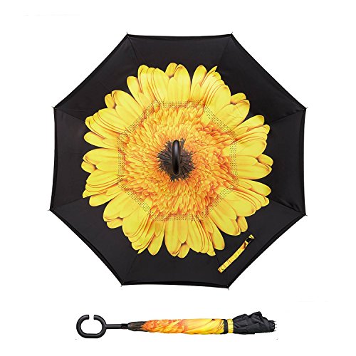 image for Owen Kyne Windproof Double Layer Folding Inverted Umbrella, Self Stand