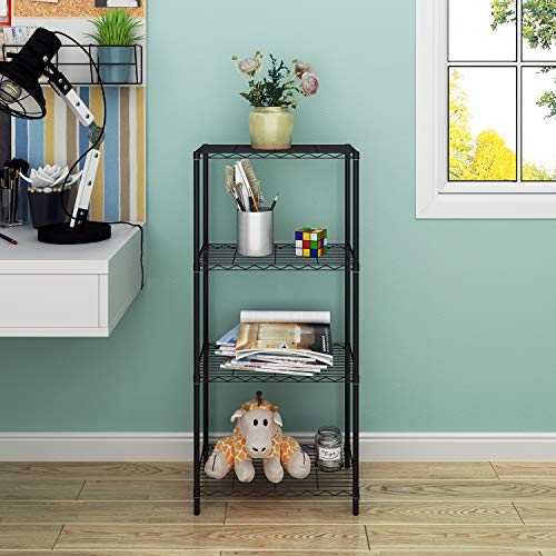 JEROAL 4-Tier Wire Shelving, Metal Wire Shelf Storage Rack, Durable Organizer Unit Perfect for Kitchen Garage Pantry Organization in Black, 21" Wx14 Dx46.5 H