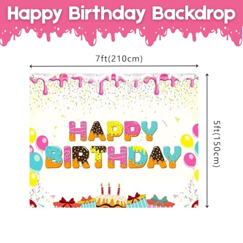 Image of 1 pc Happy Birthday Candy Theme Backdrop (7ft X 5ft) Cloth Curtain Decoration for Kids (Pack of 1)
