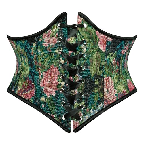 Image of Scarlet Darkness Corset Belt for Women Floral Lace Up Boned Underbust Corset Waist Belts