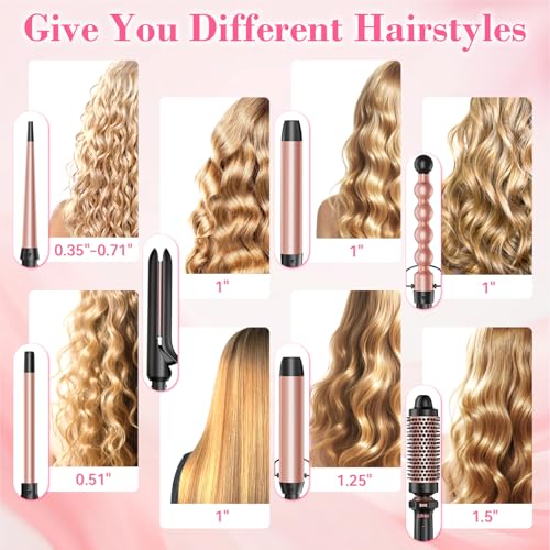 Ufree 7-in-1 Curling Iron Set with Interchangeable Ceramic Barrels, Curling Wand Set with Thermal Brush, Hair Straightener and Wand Curling Iron, Versatile Styling Hair Curlers Set, Gifts for Women - Image 3