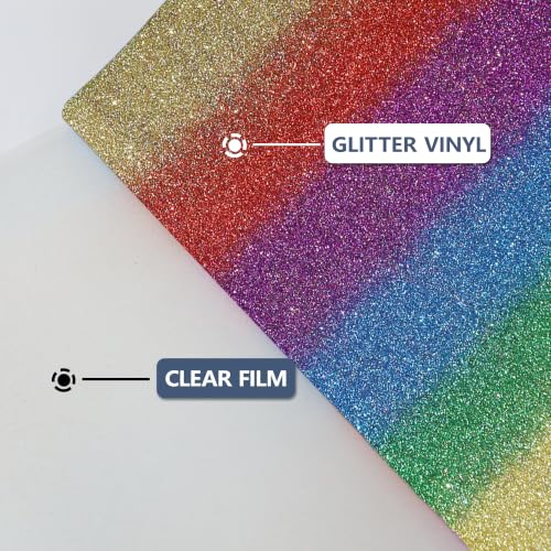 Image of RENLITONG Rainbow Glitter Iron on Vinyl - 12Inch by 5ft Roll HTV Heat Transfer Vinyl for T-Shirt HTV Rolls for All Cutter Machine - Easy to Cut & Weed for Heat Transfer Design (J018)