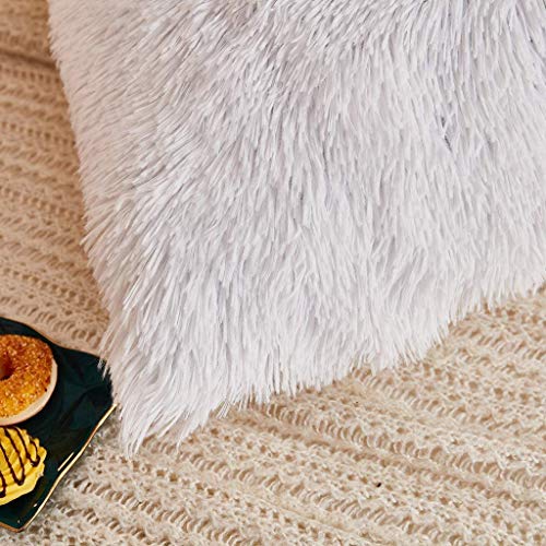 Image of Fur Cushion Pillow Cover for Set of 2 Pillow - 13x13 Inches (White)