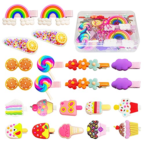 Hair Clips for Toddler Girls, 22 Pcs Candy Barrettes Rainbow Hair Pins Cute Hair Accessories for Infants Toddler Girl Children Kids(Box Package)