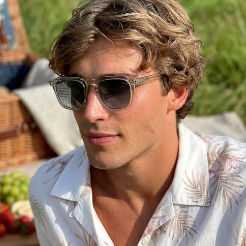 Image of CARFIA Retro Sunglasses for Men Polarized UV400 Protection, Hand-crafted Acetate, 60s Style Square Cool Sun Glasses