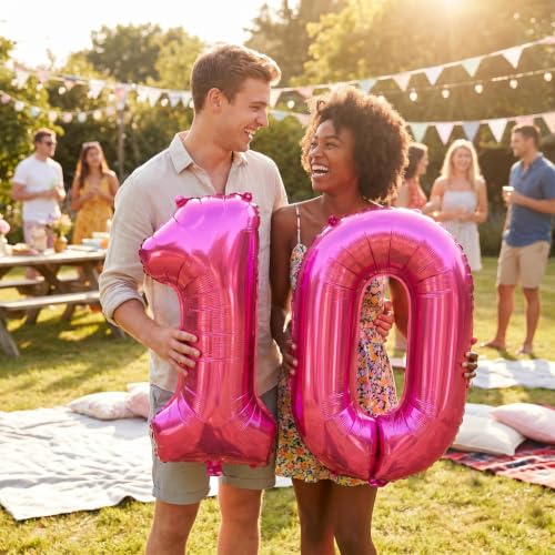 Image of YPSelected 32 Inch Large Foil Helium Number Balloon Birthday Wedding Party 0-9 (Rose Red, 1)
