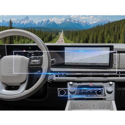 Image of CDEFG 3Pcs for 2024-2026 Hyundai Santa Fe Screen Protector Tempered Glass | for Hyundai Santa Fe (SE, SEL, XRT, Limited, Calligraphy) Accessories 12.3 Inch All-in-One Touchscreen & AC Screen Cover