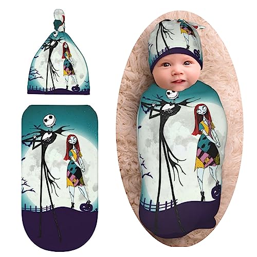 Image of LUFCVEQ Swaddle Set Swaddle Blanket for Newborns Swaddle Blanket with Skull Blue
