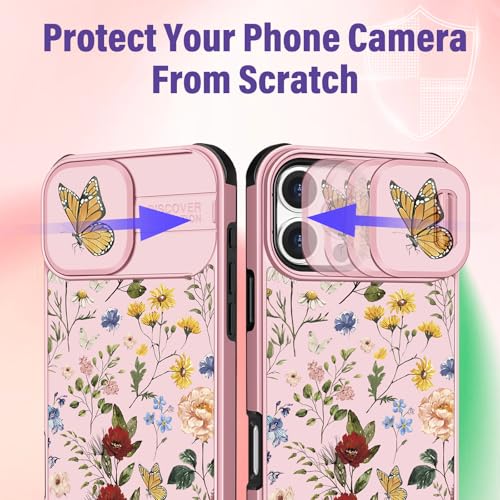 Image of Funermei for iPhone 16 Pro Max Case - Women Girls Cute Phone Cover Girly Pretty Aesthetic Flower Floral Unique Design with Camera Cover Funda for Apple for iPhone 16 Pro Max