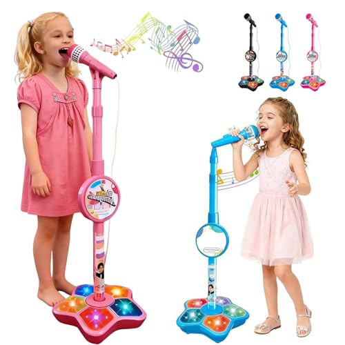 The All-In-One Microphone Toy,Microphone Toy,Karaoke Machine Toy With Light,Microphone Karaoké Pour Enfants Avec Lecteur De Musique Lumineux Con Suppo