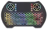 Mini teclado multimedia inalámbrico retroiluminado con teclado táctil Combo con 7 colores de mano remoto LED recargable para PC portátil Smart TV Raspberry Pi Android TV Box HTPC Windows