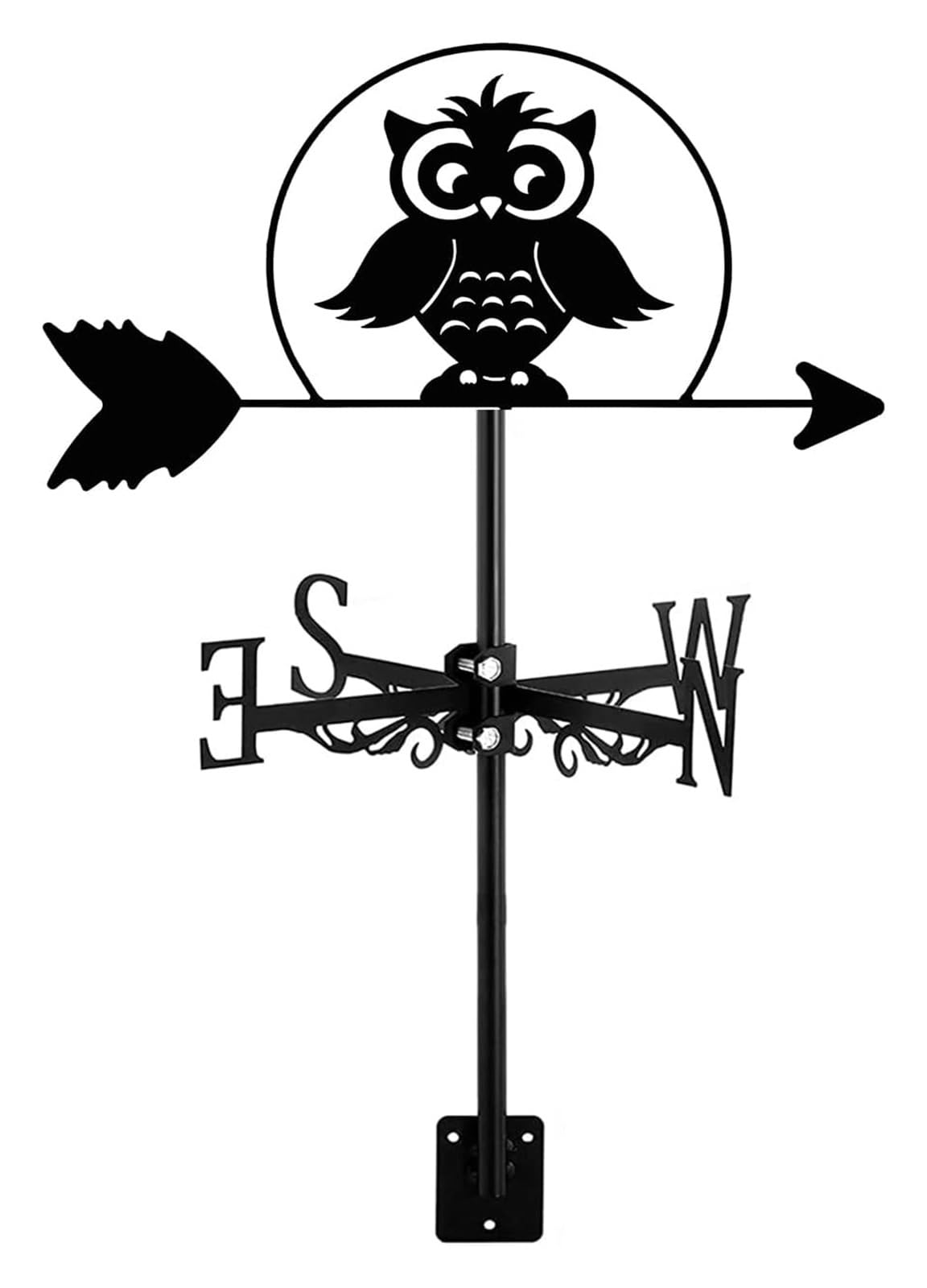 TAXXII Weather Vane Stainless Steel Creative Soaring Owl Birds Weathervane with Anti-Rust Coating Farm Scene Garden Stake Direction Indicator Ornament(Cartoon Owl)