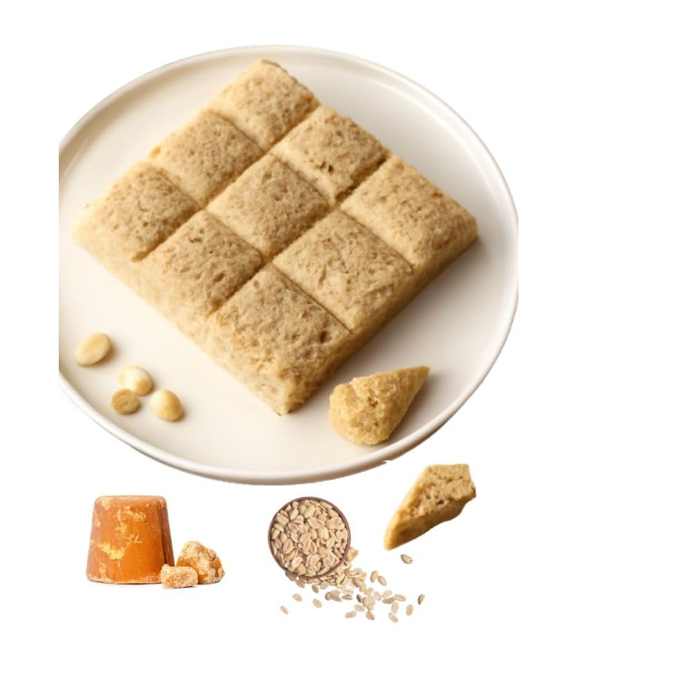 LONAVALA FOODS Famous Malai Chikki - 500 grams | No Added Preservatives And Colours Aromatic Seasme Seed, Crunchy Nuts & Jaggery | Indian Sweet Butter Chikki Bars
