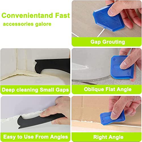 Silikonentferner Werkzeug Set, 5 in 1 Fugenkratzer Silikon Caulking Werkzeug Kit für Küche Bad Boden Fliesen mit Silikon Fugenwerkzeug, Siliko Fugenglätter, Multifunktional Abdichtung Werkzeug
