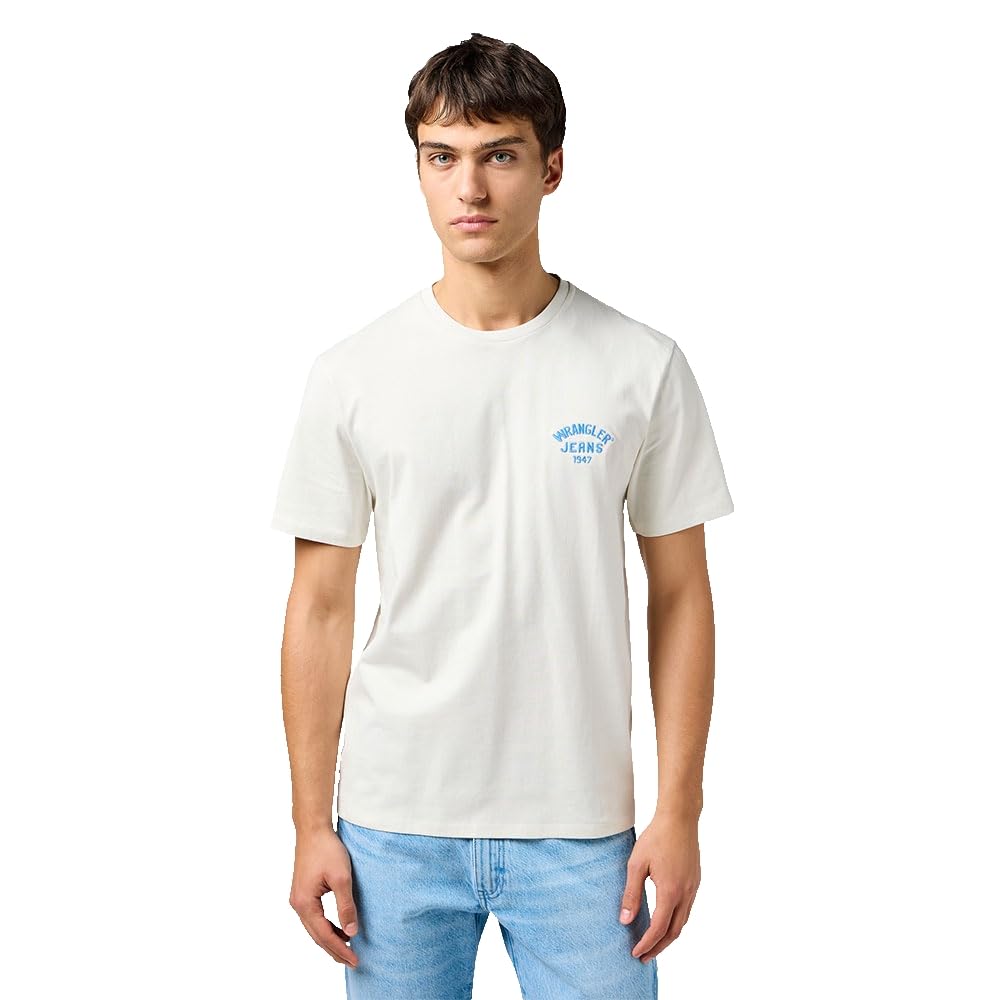 Wrangler Men's Small Logo Tee T-Shirt, Vintage White, XL