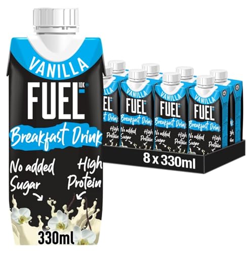 FUEL10K Vanilla High Protein Milk Drink 15g Protein 330 ml (8-Pack)