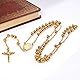 FaithHeart Katholischer Rosenkranz Gold Kreuz Kette Damen Herren Orthodoxes Halskette Benedikt von Nursia Edelstahlkette Gebetskette Katholisch Rosary Necklace Schutz Amulett Schmuck