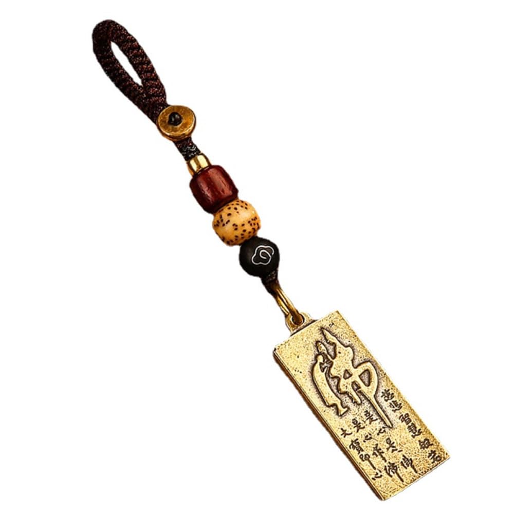 DFHEsdfD Keyring pendants, Copper Buddha Keychain Pendant Buddhism Amulet Rope Pendants Brass Key Chains