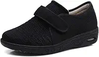 Tênis feminino extra largo com alça ajustável e largura larga para artrite e edema para idosos diabéticos, Preto feminino, 10 Wide