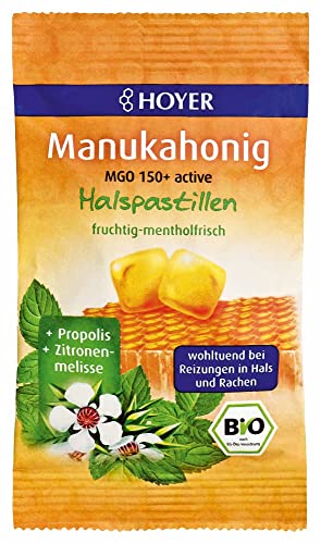 hoyer Manukahonig MGO 150+ Halspastillen BIO Beutel á 30 g Cover