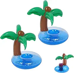 Pacote com 2 suportes infláveis para garrafas, porta-copos para piscinas, copos infláveis para bebidas, porta-copos infláveis para festa na praia, festas na piscina de família