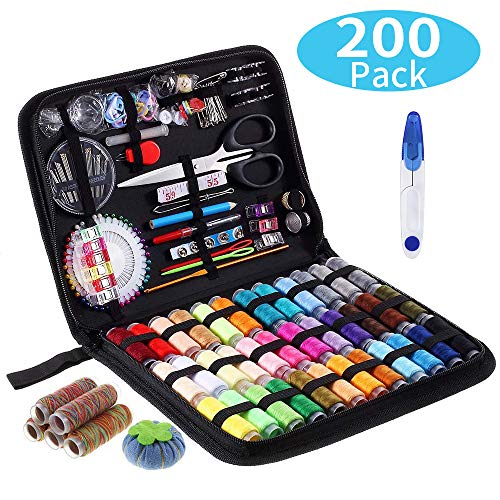 Meilo Kit de Costura, Suministros de Costura avanzados de Bricolaje, Mini Kit de Costura portátil para Principiantes, viajeros, reparación de Ropa de Emergencia, Bordado, (200Pcs)