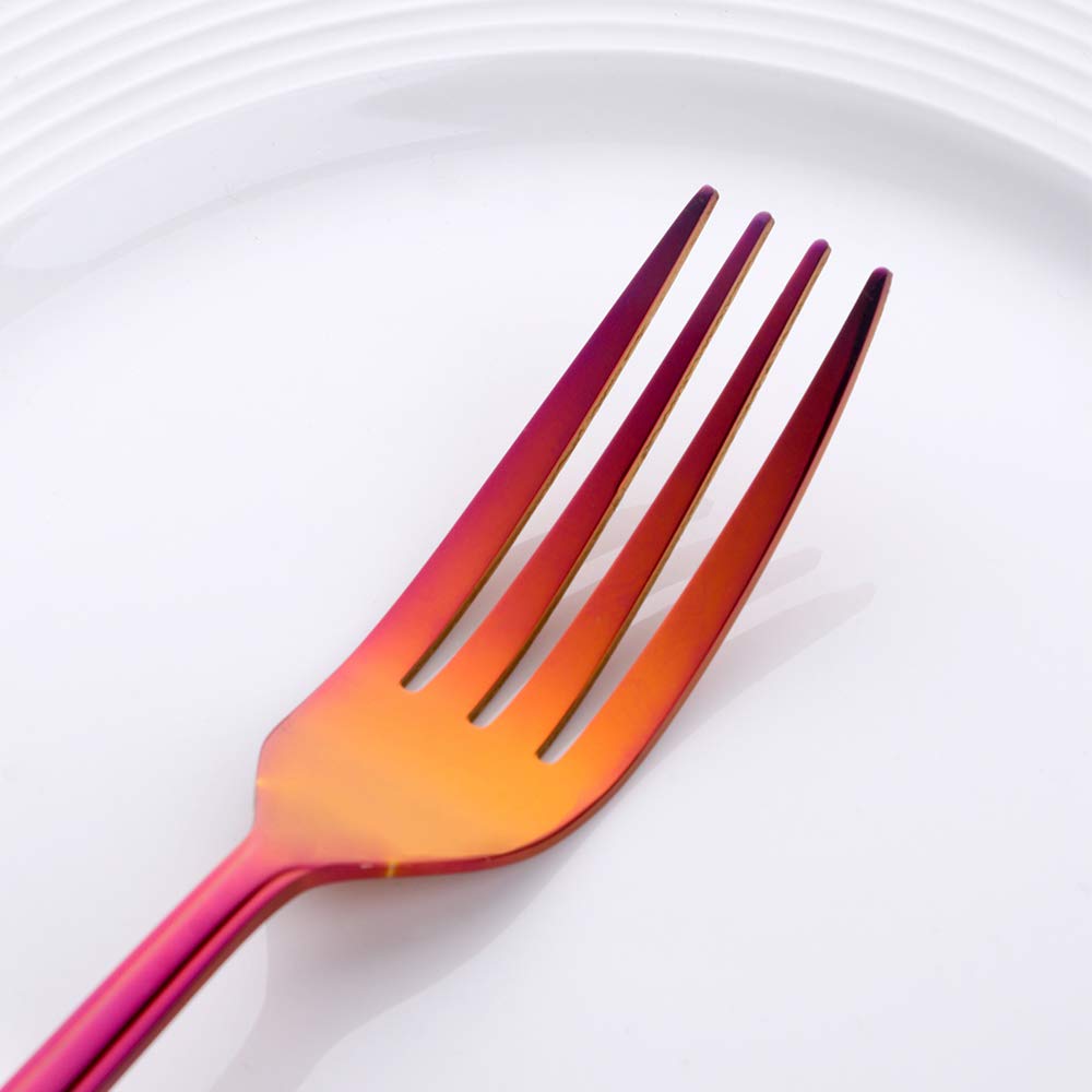 Buyer Star Besteckset Edelstahl Grundgeschirr Regenbogenrot Cutlery Set für 6 Personen