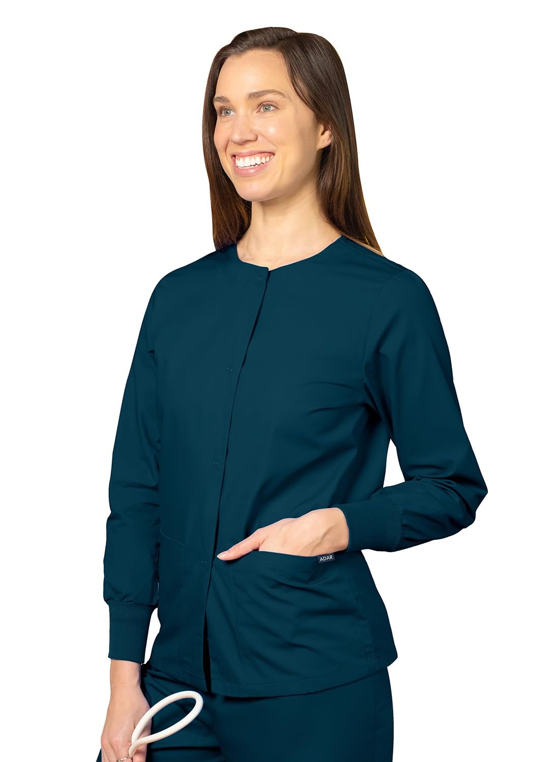 Adar Universal Damen Pflegebekleidung - Medizinische Rundhals Aufwärmjacke